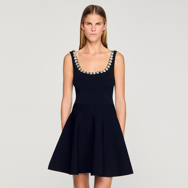 MINI DRESS WITH RHINESTONE NECK 5