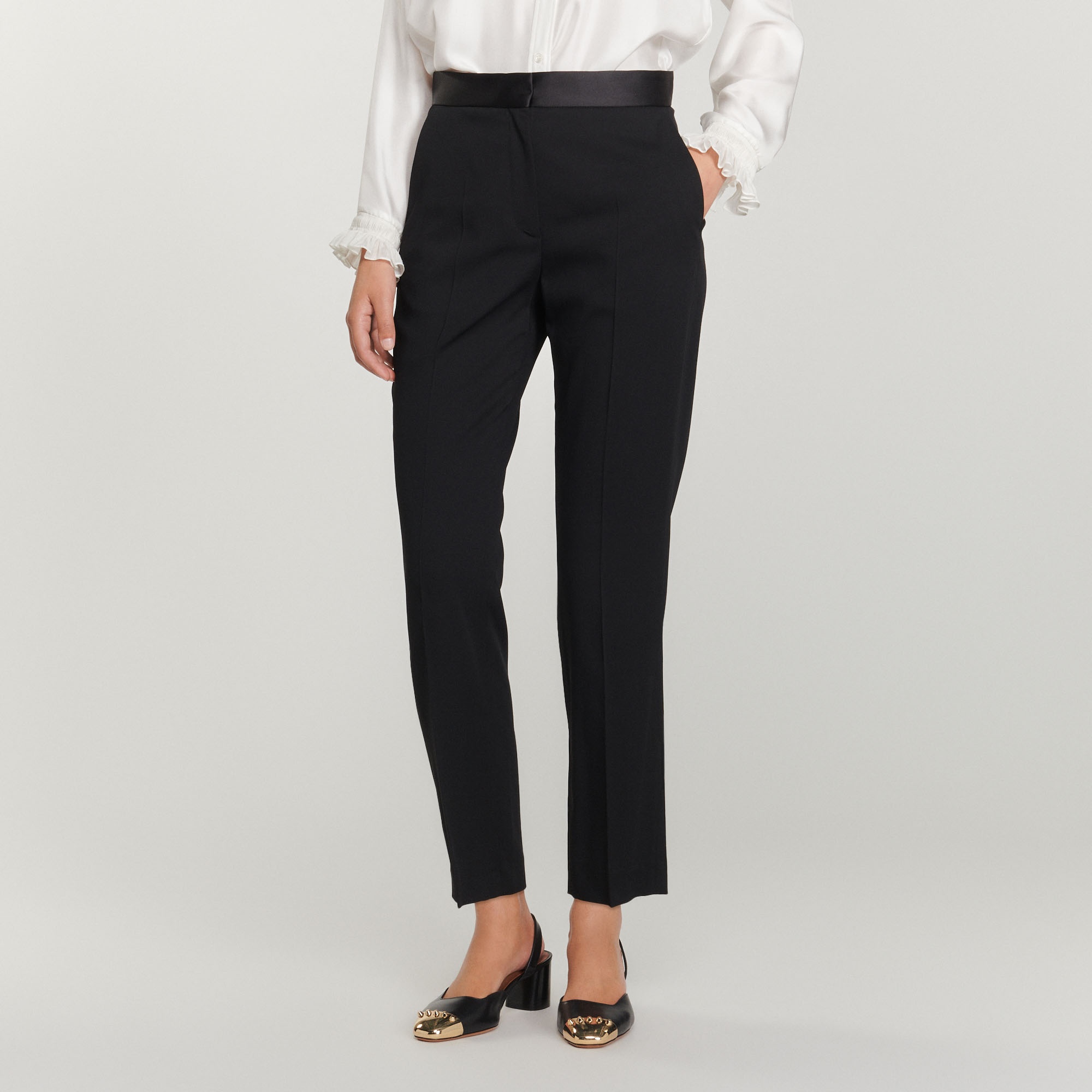 Pants with satin inset - 5