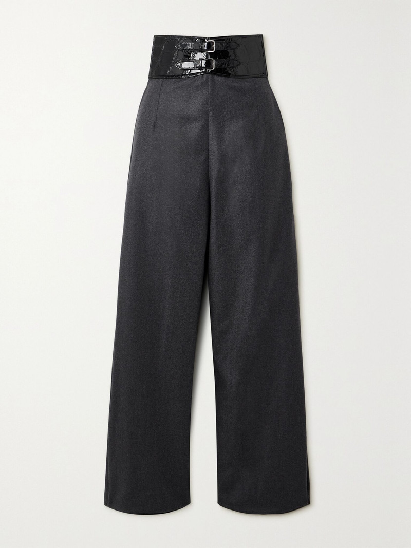 Archetypes belted wool-flannel wide-leg pants Gray - 1