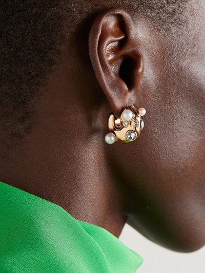 Dries Van Noten Chunky gold-tone pearl and crystal embellished earrings outlook