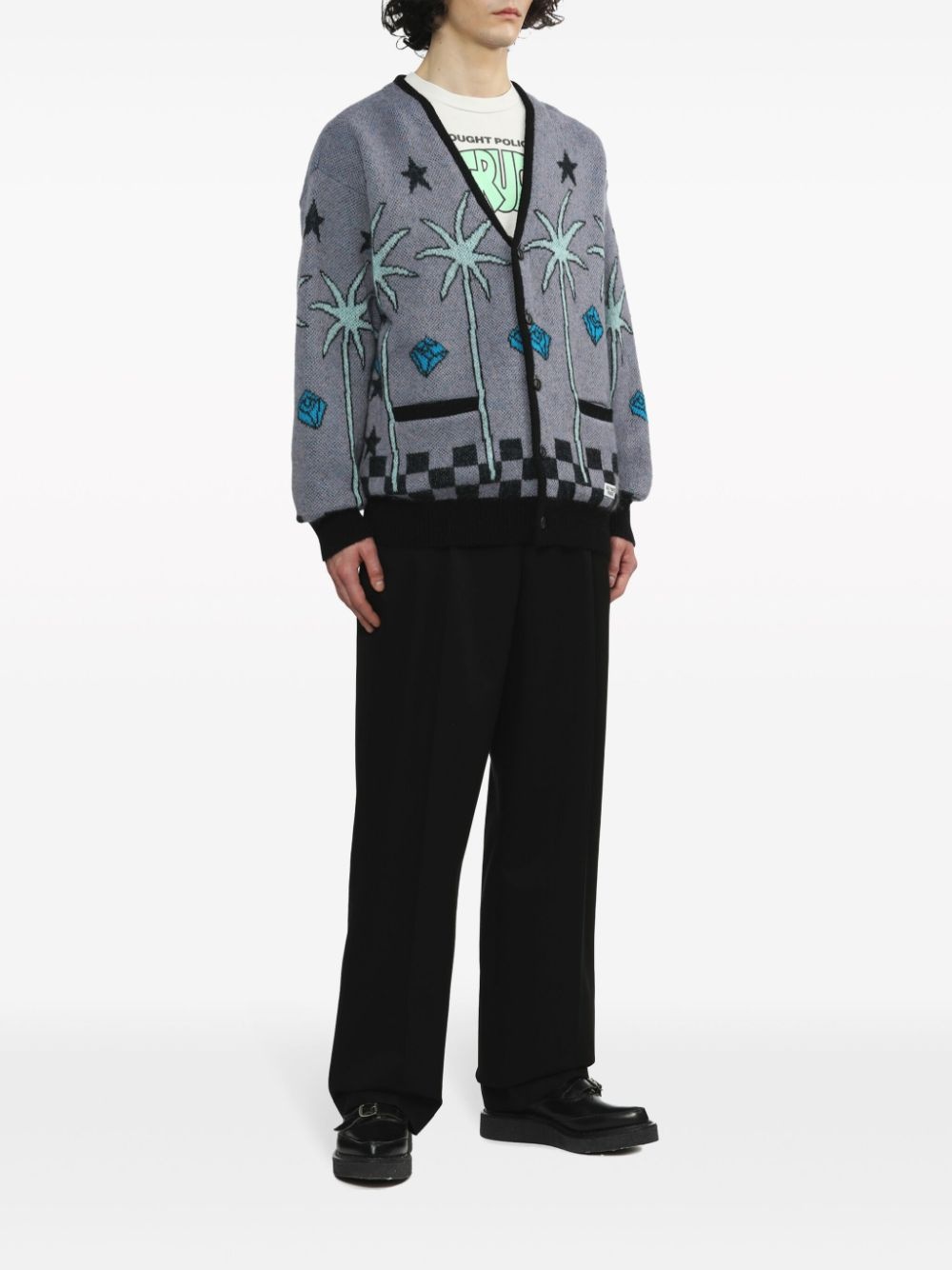 patterned-jacquard cardigan - 2