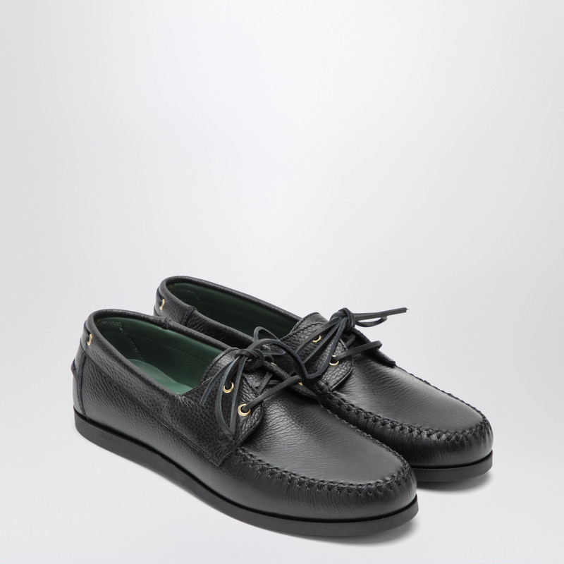 VINNY’s Black Boat Shoe In Leather outlook