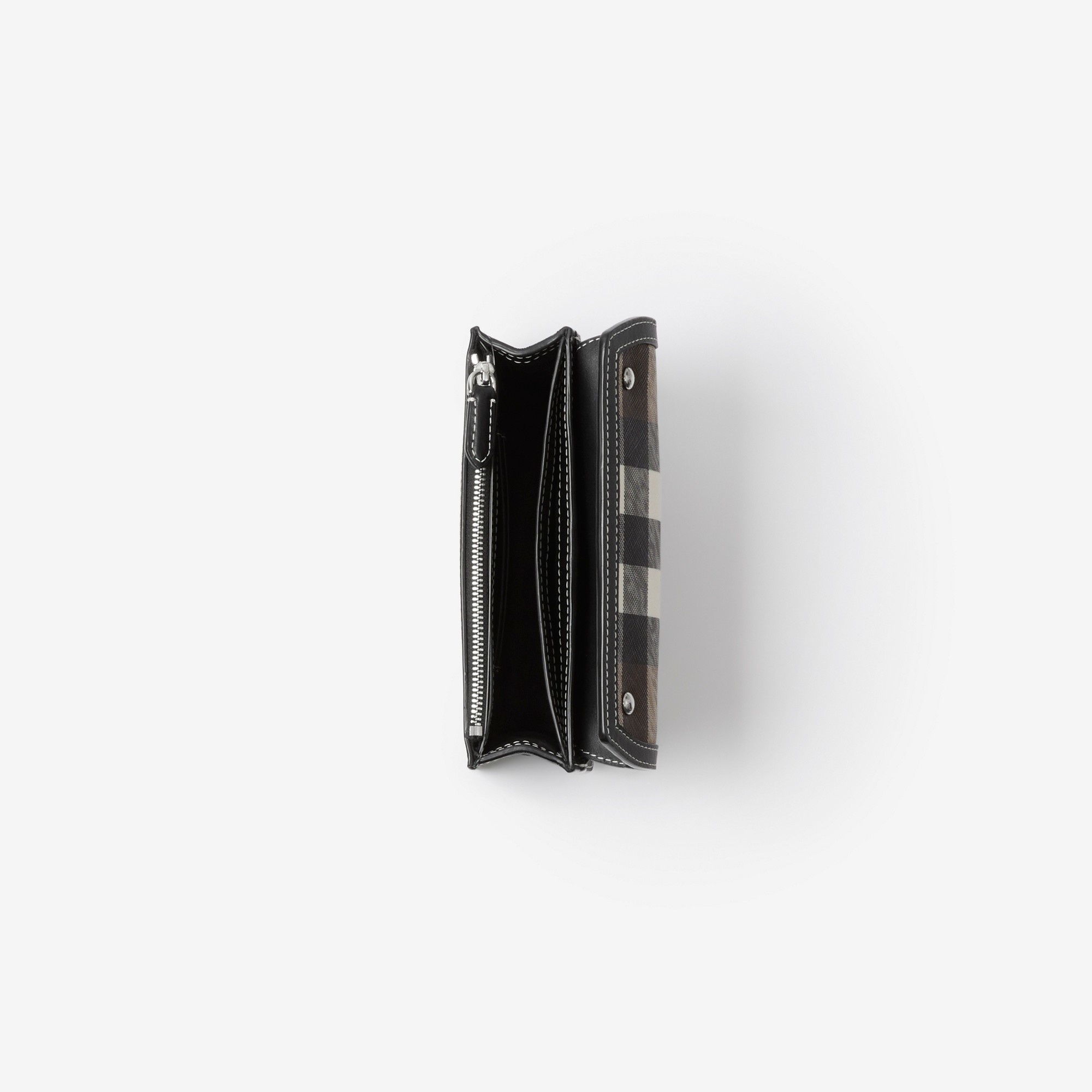 Check and Leather Crossbody Bag - 4
