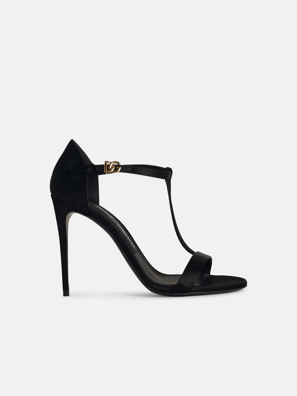 BLACK SATIN SANDALS - 1