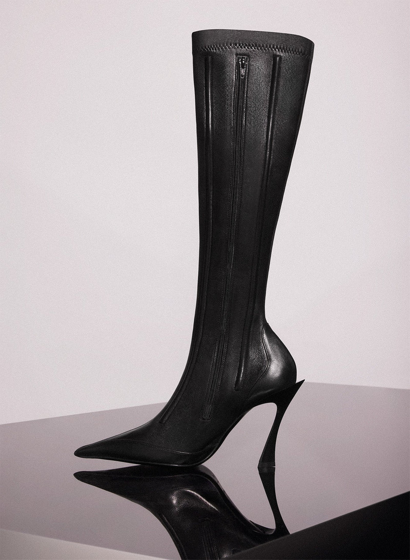 MUGLER black boned leather fang 95 boots outlook