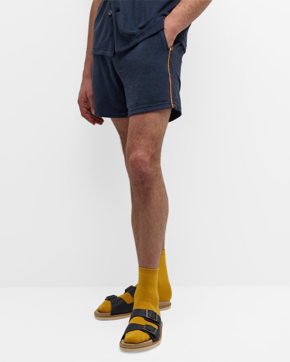 Men's Toweling Side-Stripe Shorts - 6
