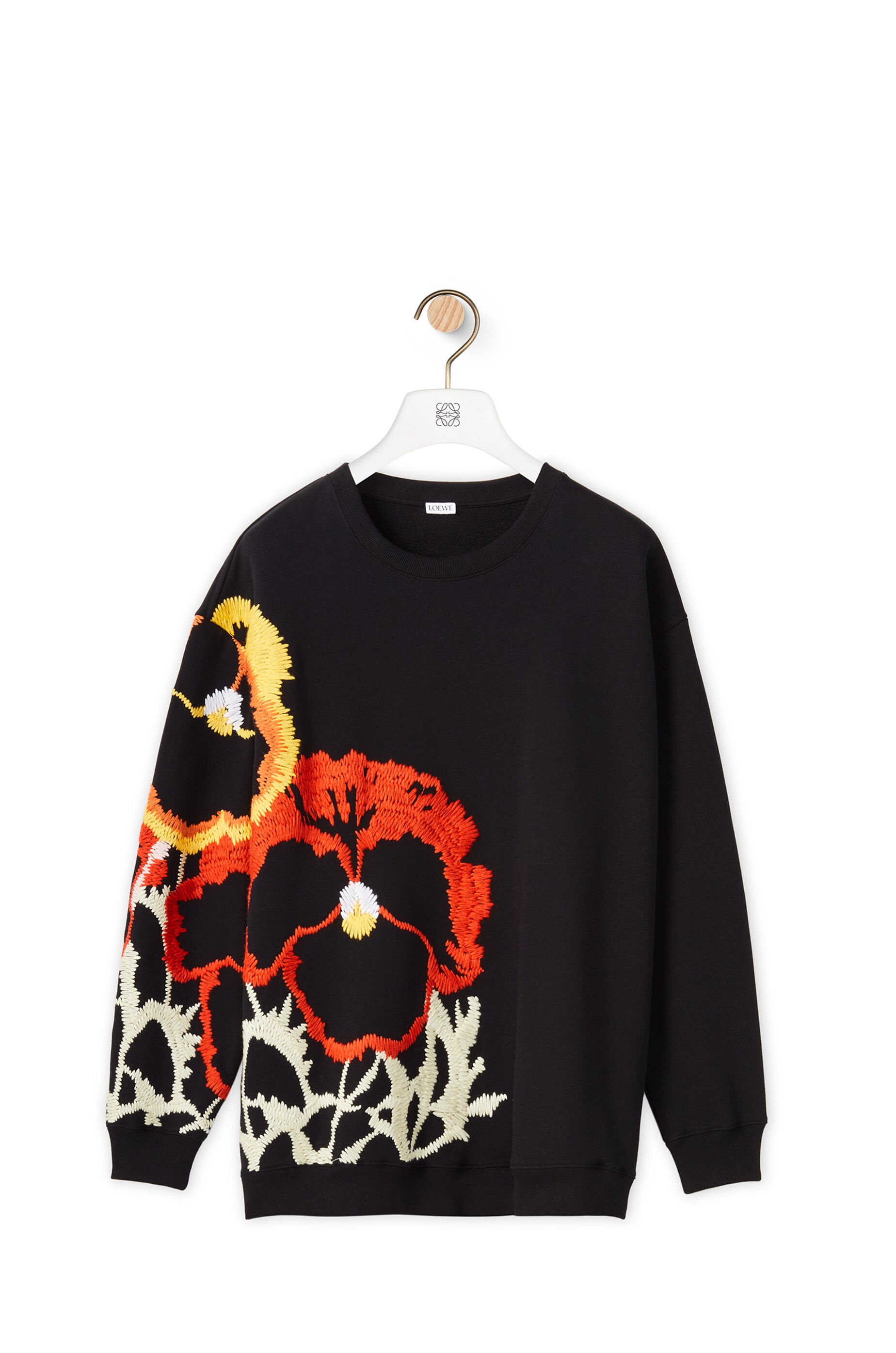 Pansies embroidered sweatshirt in cotton - 1