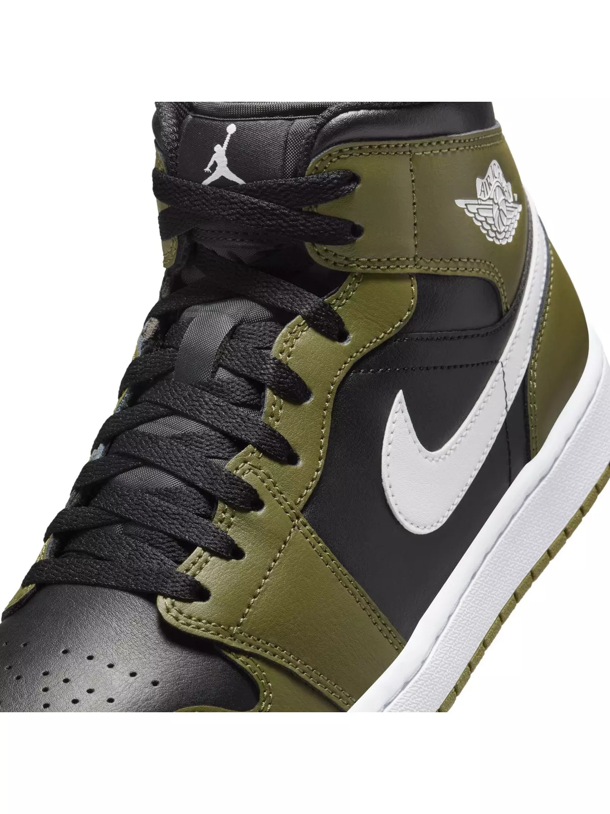 1 Mid "Black/White/Medium Olive/Sail" Men's Shoe - 10