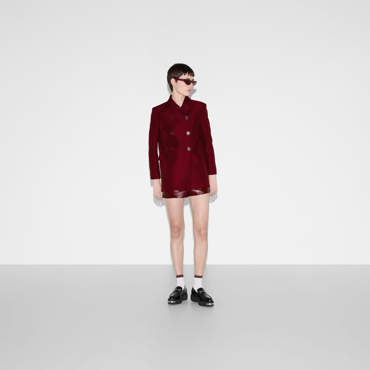 Wool silk cady jacket with martingale - 2
