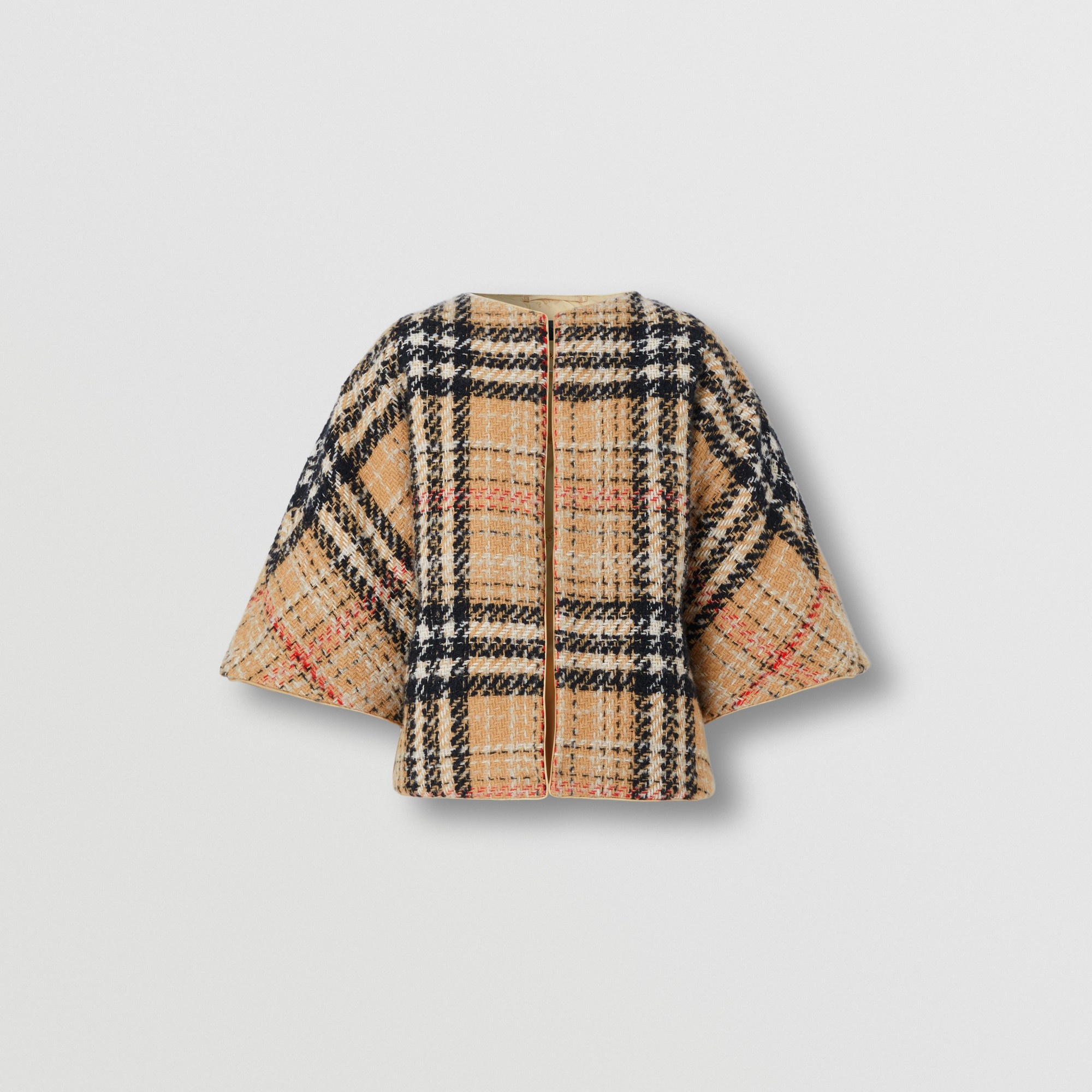 Exaggerated Check Cashmere Silk Tweed Cape - 4