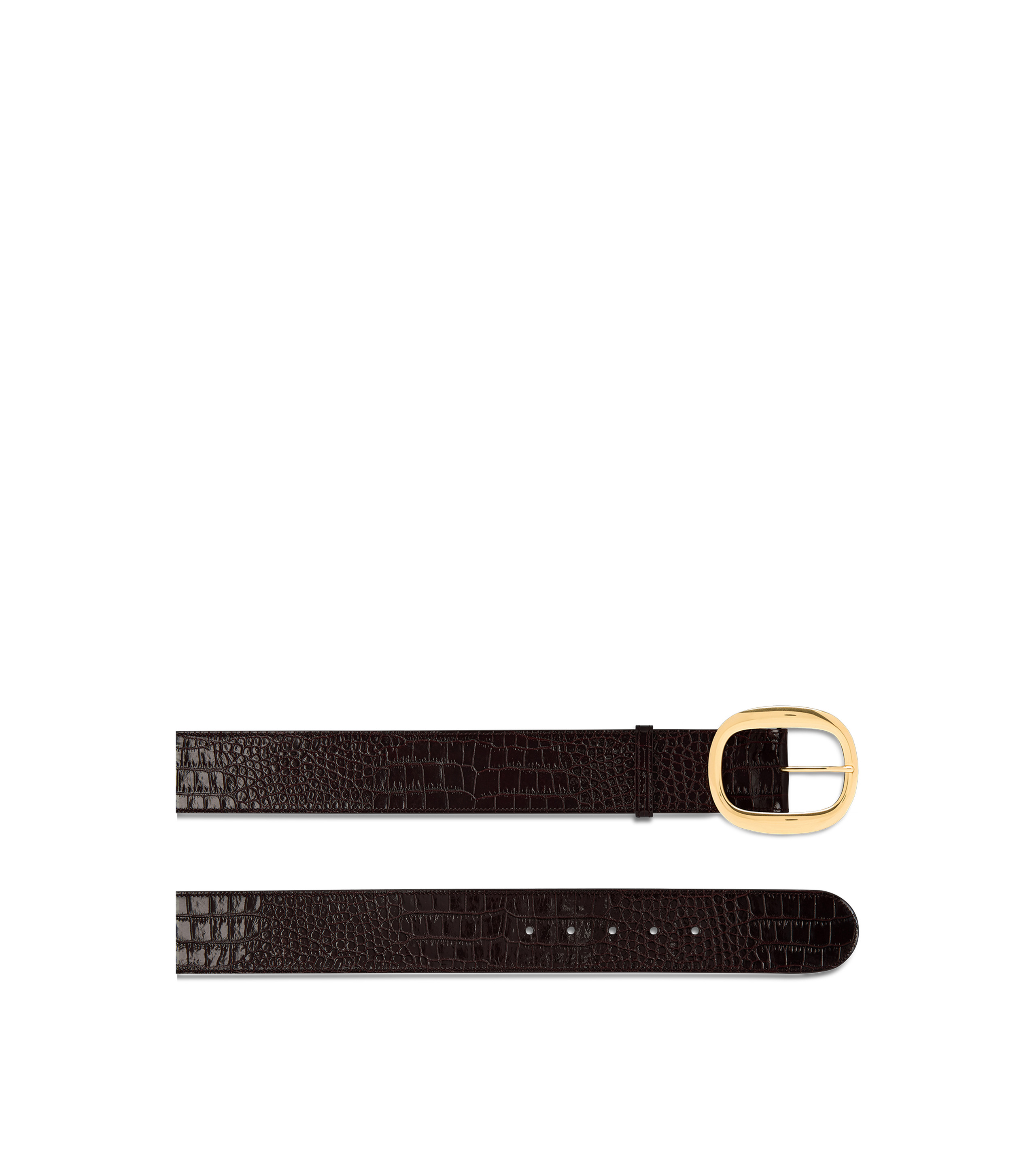 SHINY STAMPED CROCODILE LEATHER URSULA BELT - 2