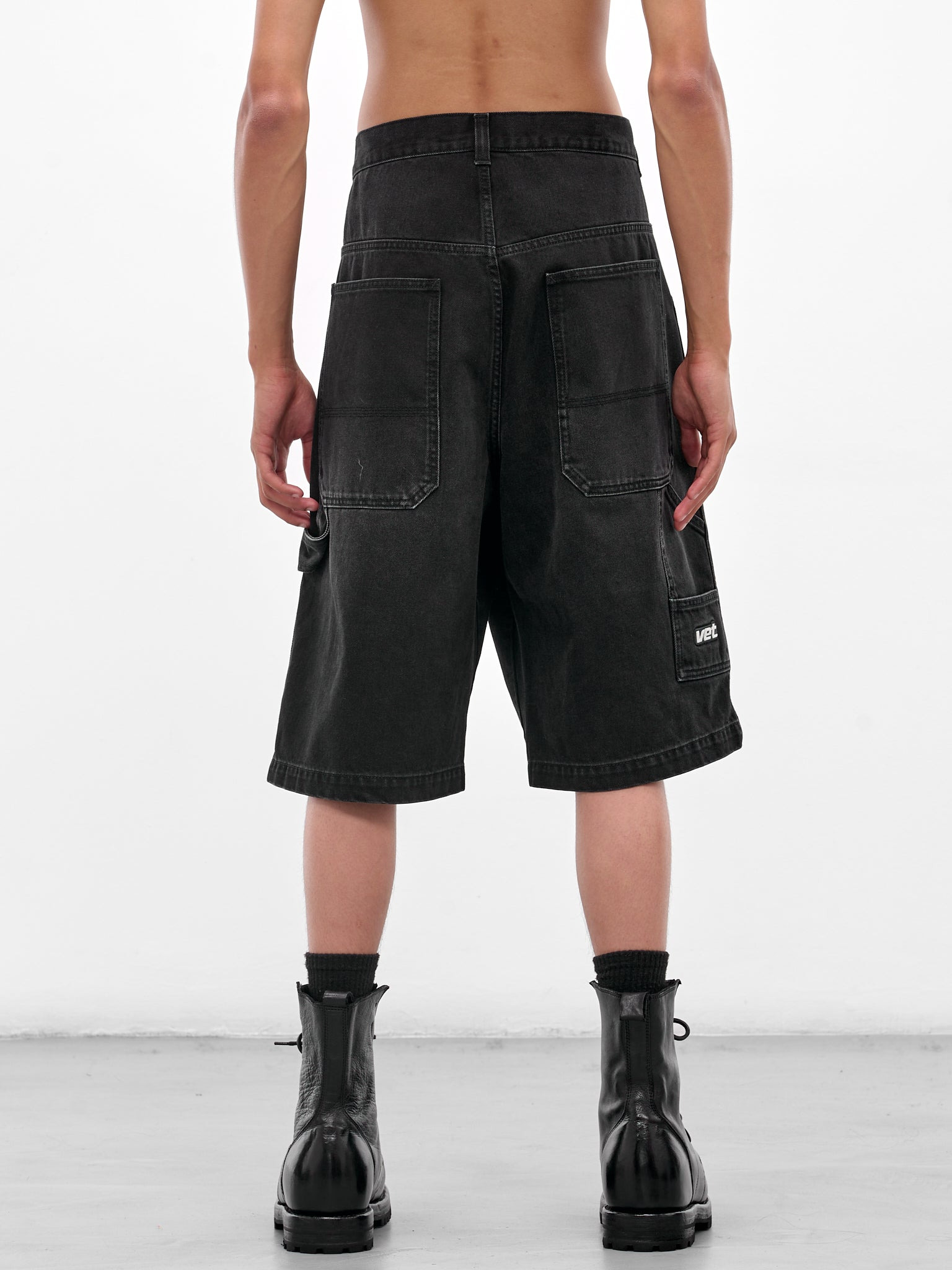 Black Denim Hip Hop Shorts - 3