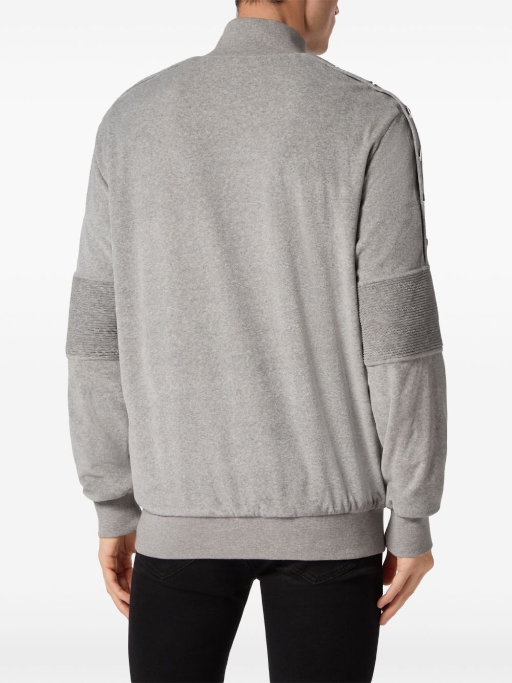 logo-plaque cotton track jacket - 3