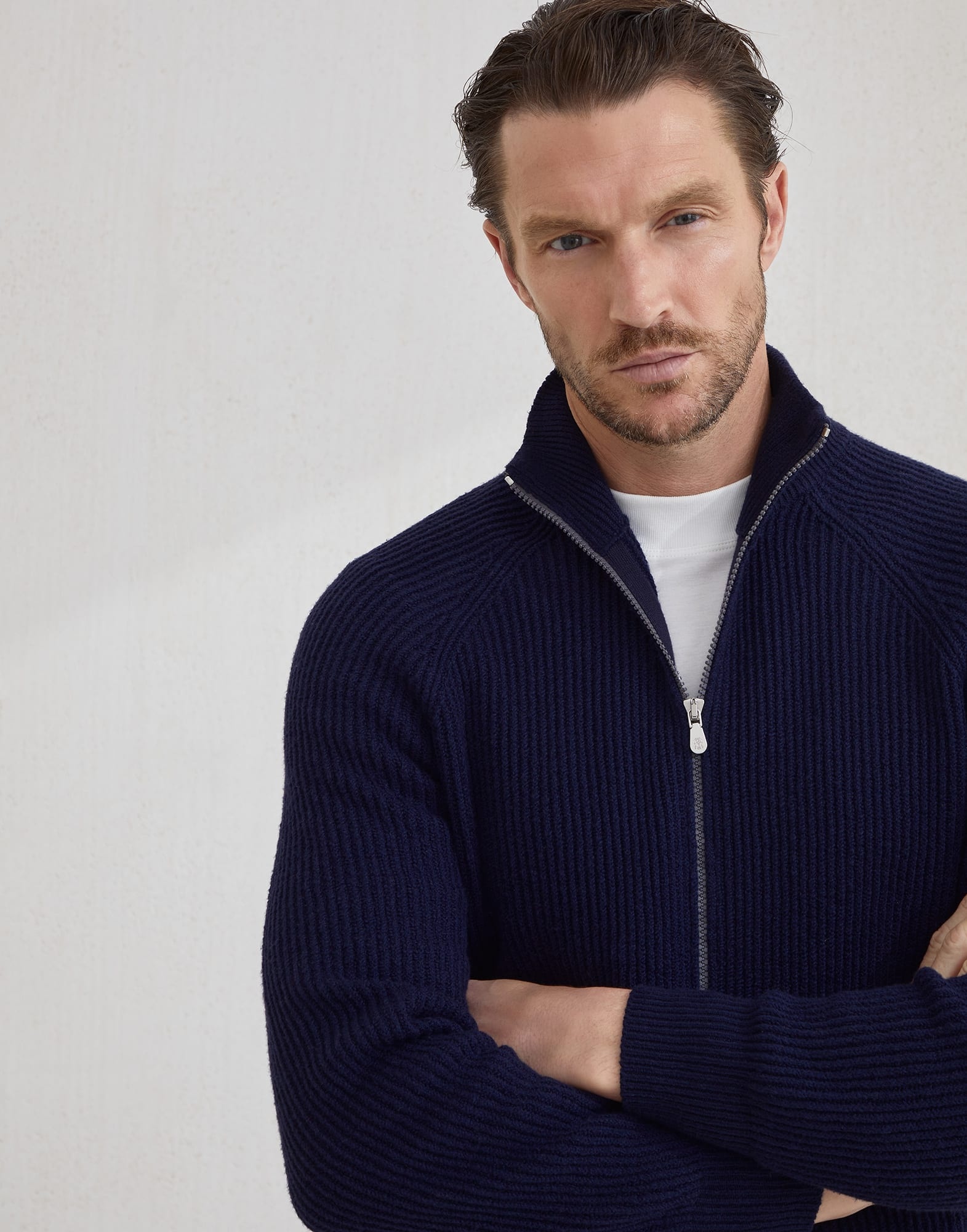 Malfilé cotton English rib cardigan with raglan sleeves and zipper - 3