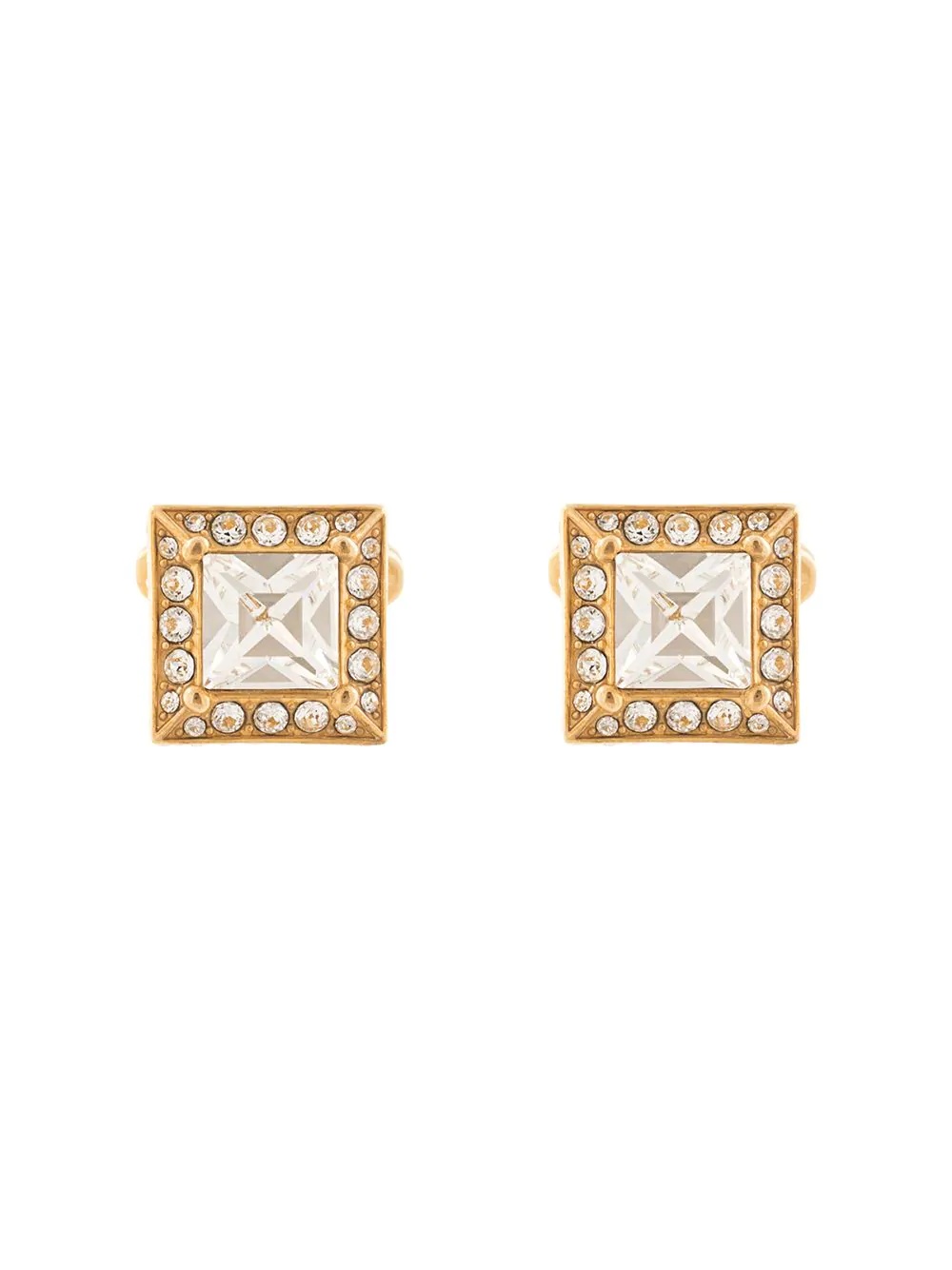 square rhinestone-embellished cufflinks - 1