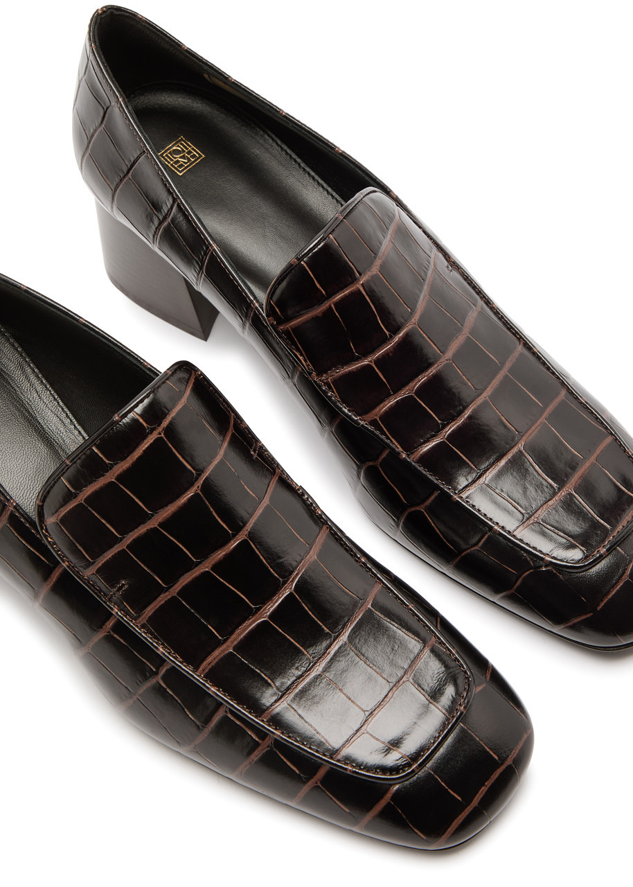 Toteme 50 Crocodile-effect Leather Pumps - 3
