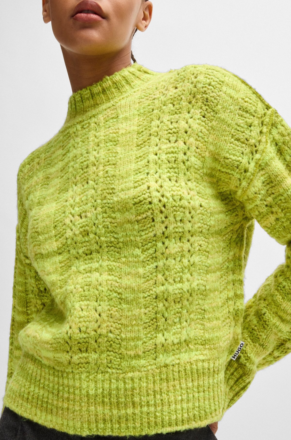 RELAXED-FIT SWEATER IN TWO-TONE YARN - 5
