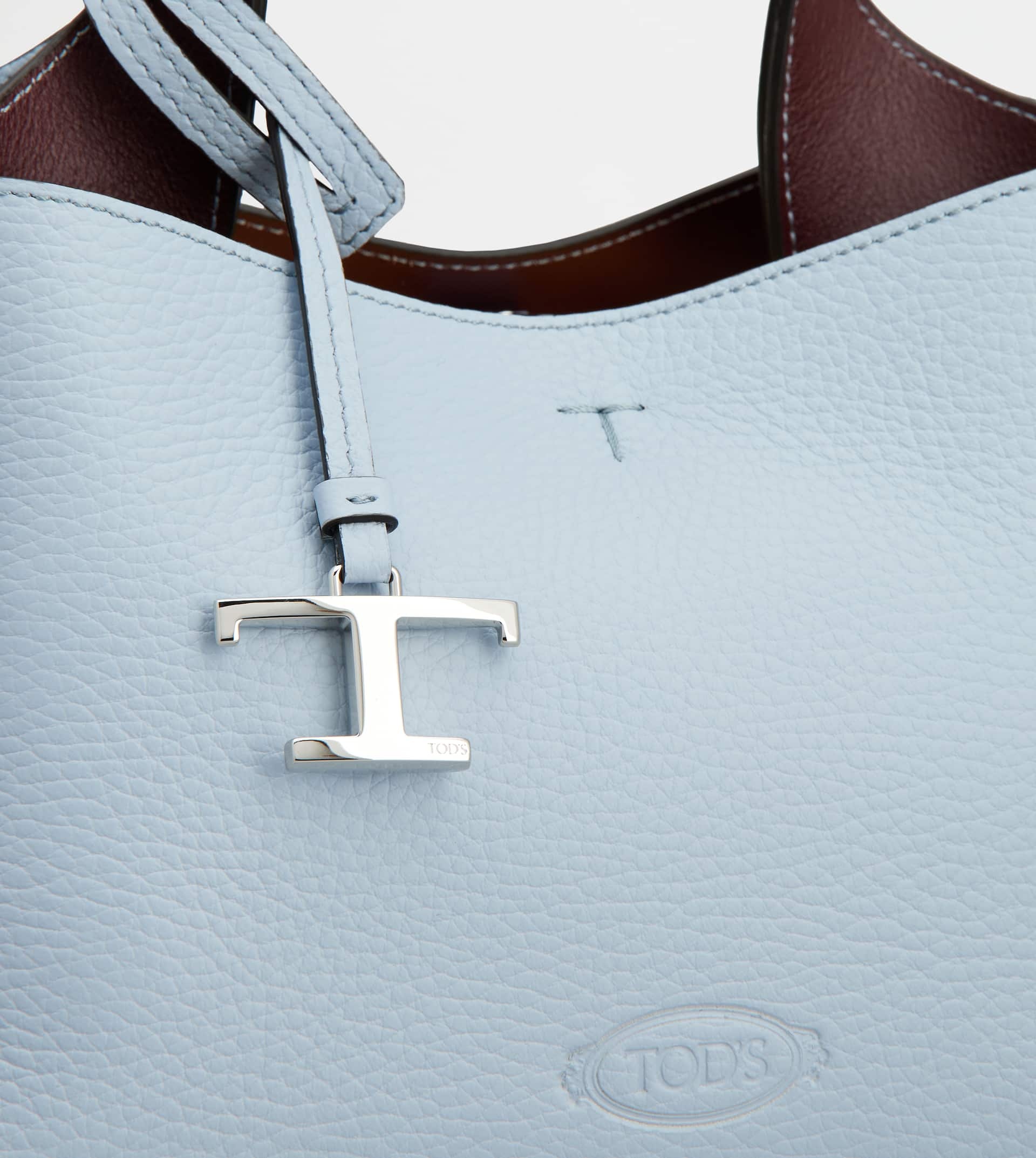 BAG IN LEATHER MICRO - LIGHT BLUE, BURGUNDY - 5