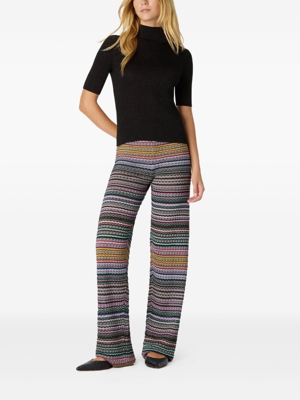 striped-pattern knit trousers - 2