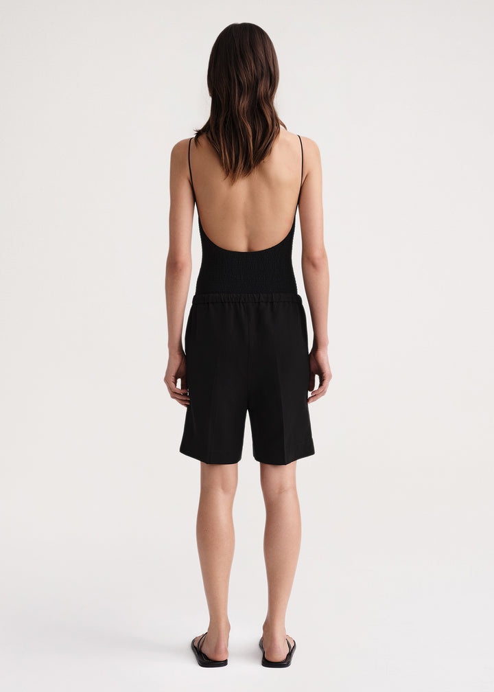 Press-creased drawstring shorts black - 4