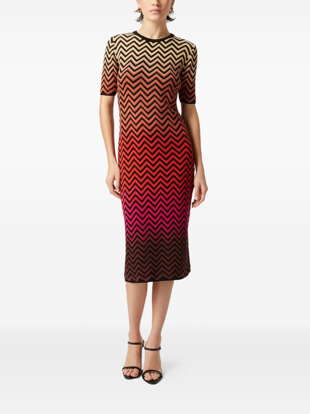 zigzag-pattern midi dress - 2