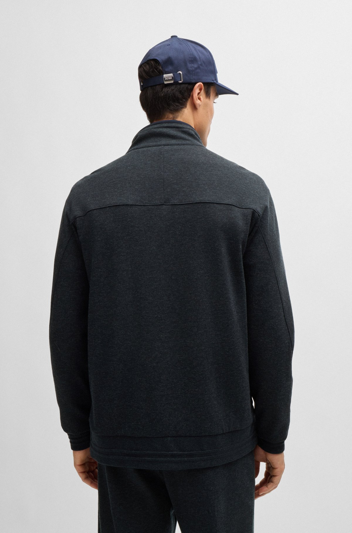 REGULAR-FIT ZIPPED SWEATSHIRT IN MIXED MATERIALS - 5