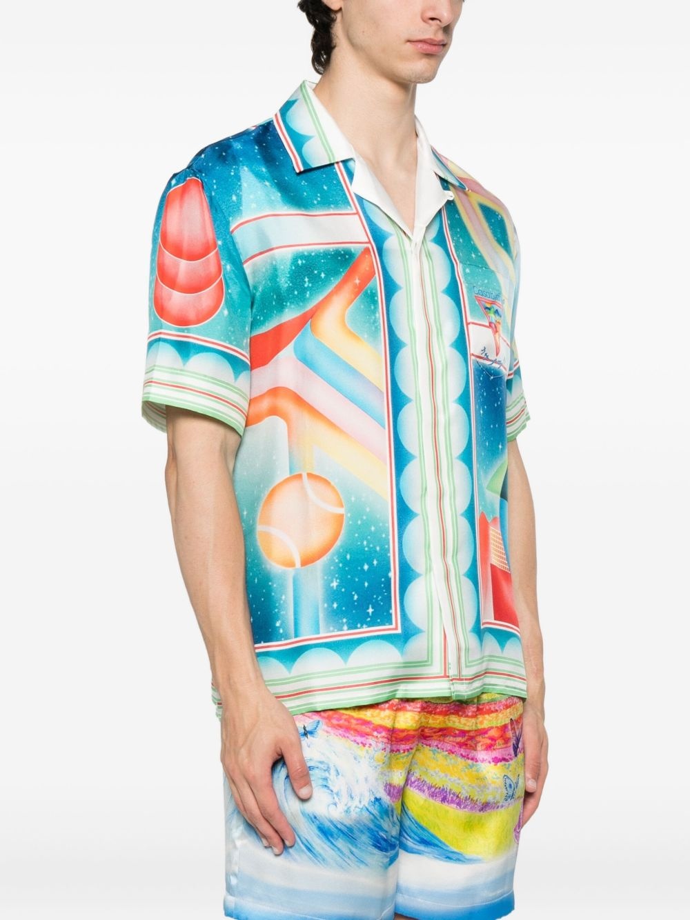 Galaxy Court geometric-print silk shirt - 3