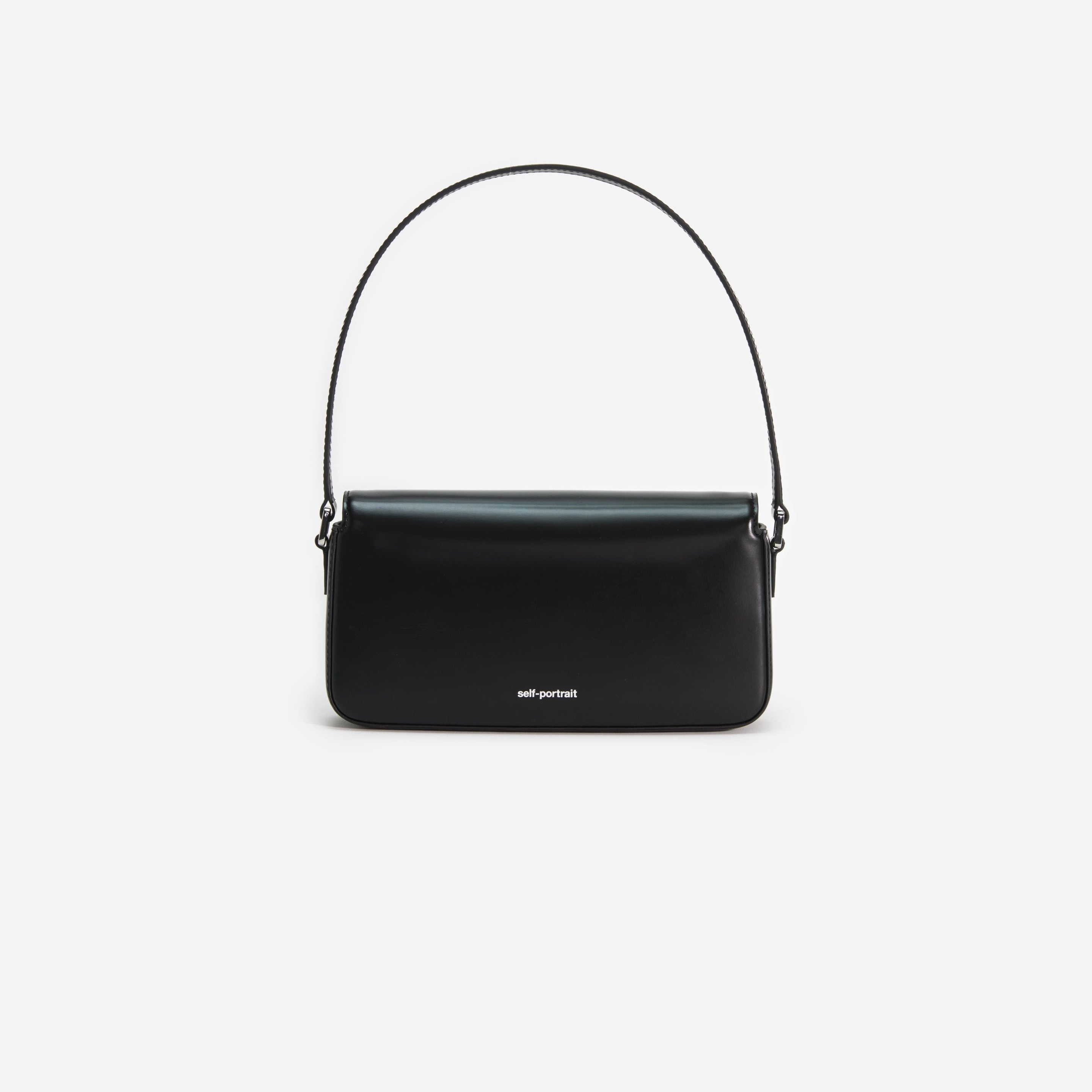 Black Leather Baguette Bag - 3