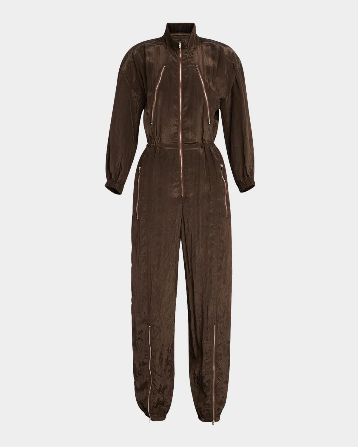 Gavin Long-Sleeve Satin Zip Jumpsuit - 1