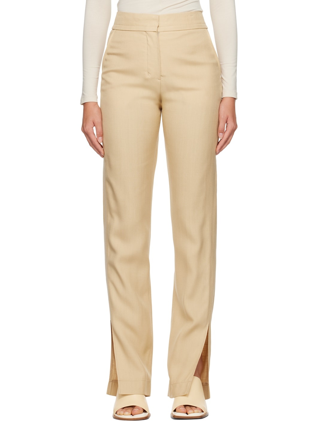 Beige Le Chouchou 'Le Pantalon Tibau' Trousers - 1
