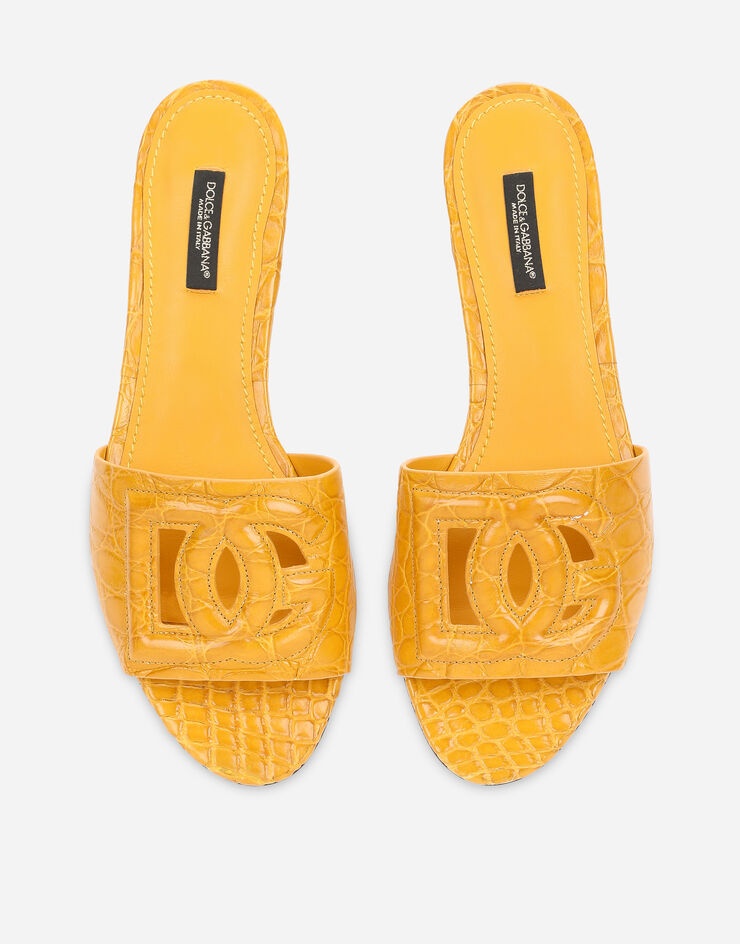 Crocodile flank leather sliders with the DG Millennials logo - 4