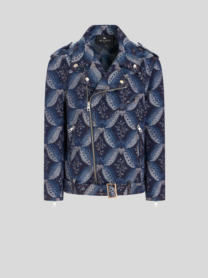 DENIM JACQUARD BIKER JACKET 1