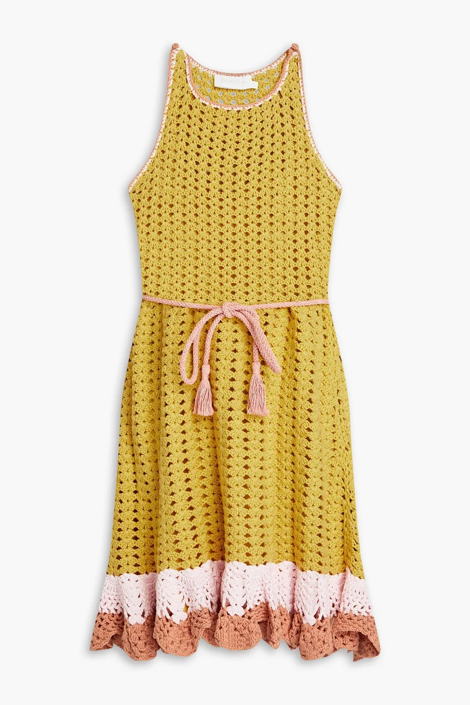 Ruffled crocheted cotton mini dress - 1