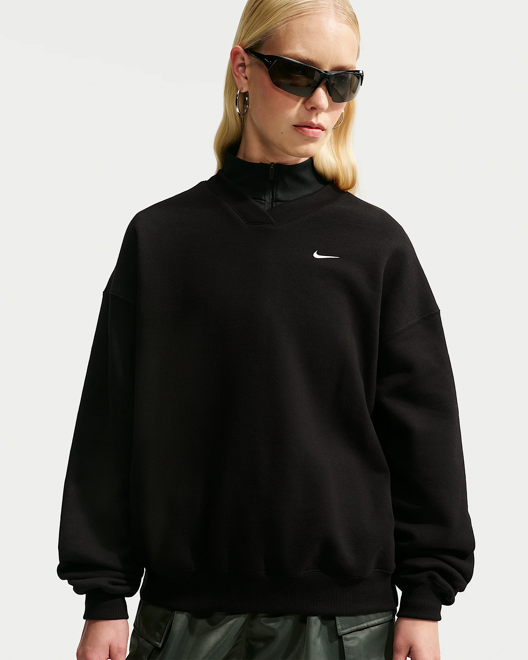 Nike Studio Fleece Medium Weight Women's Oversized V-Neck Top - 1