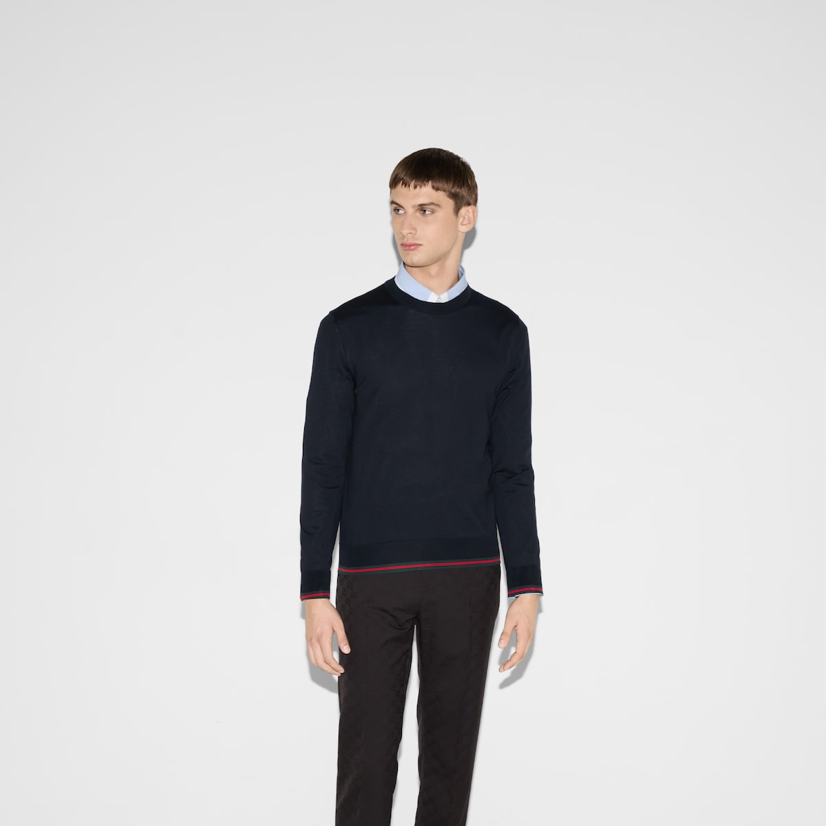 Wool knit sweater with Web - 3
