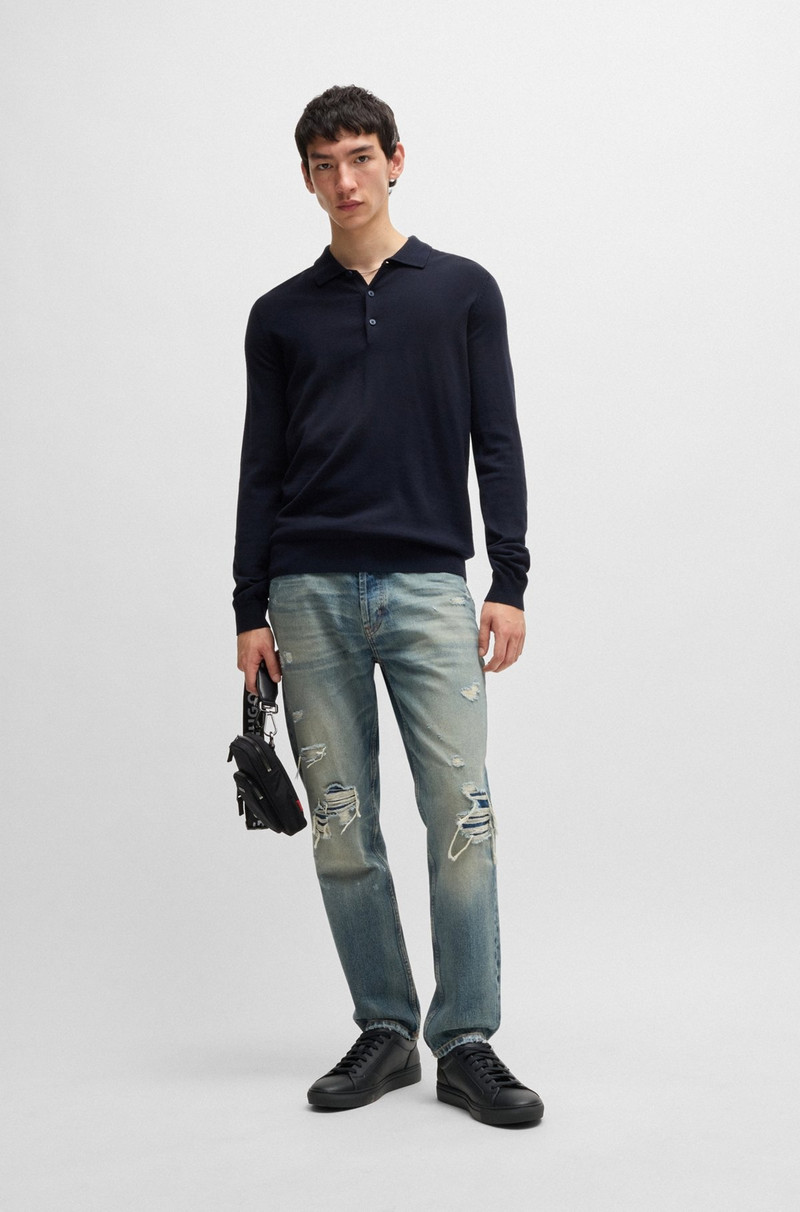 HUGO LOW-TOP TRAINERS IN GRAINED FAUX LEATHER outlook