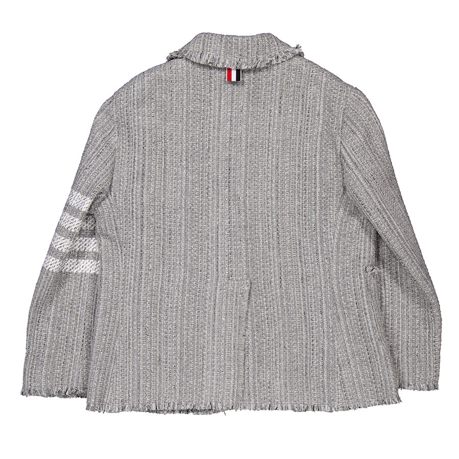 Thom Browne Ladies Tweed Fray 4-Bar Cropped Sack Jacket - 7