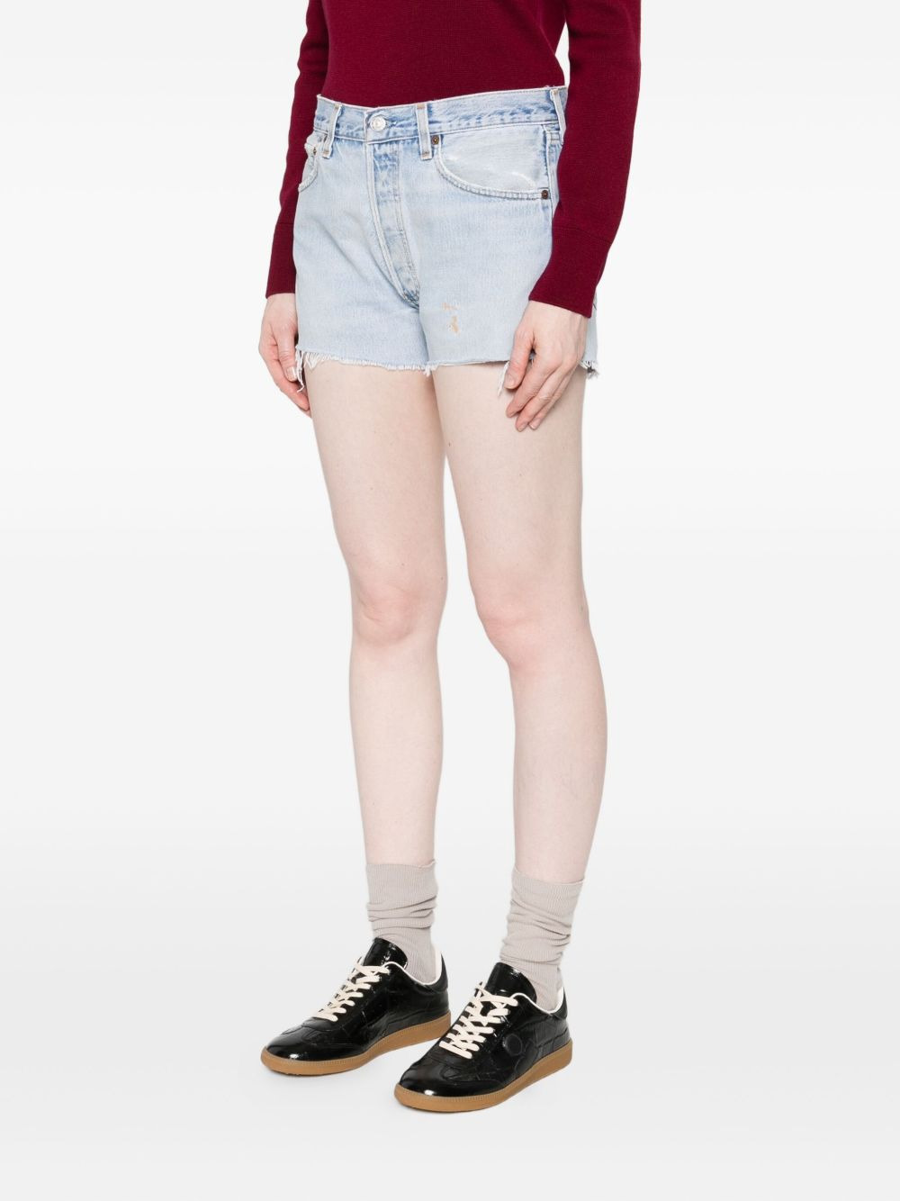 frayed-edges denim shorts - 3