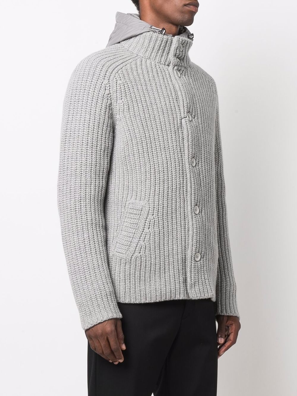 ribbed wool hooded jacket - 3