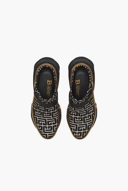 Bicolor ivory and black jacquard B-Bold mule sneakers - 4