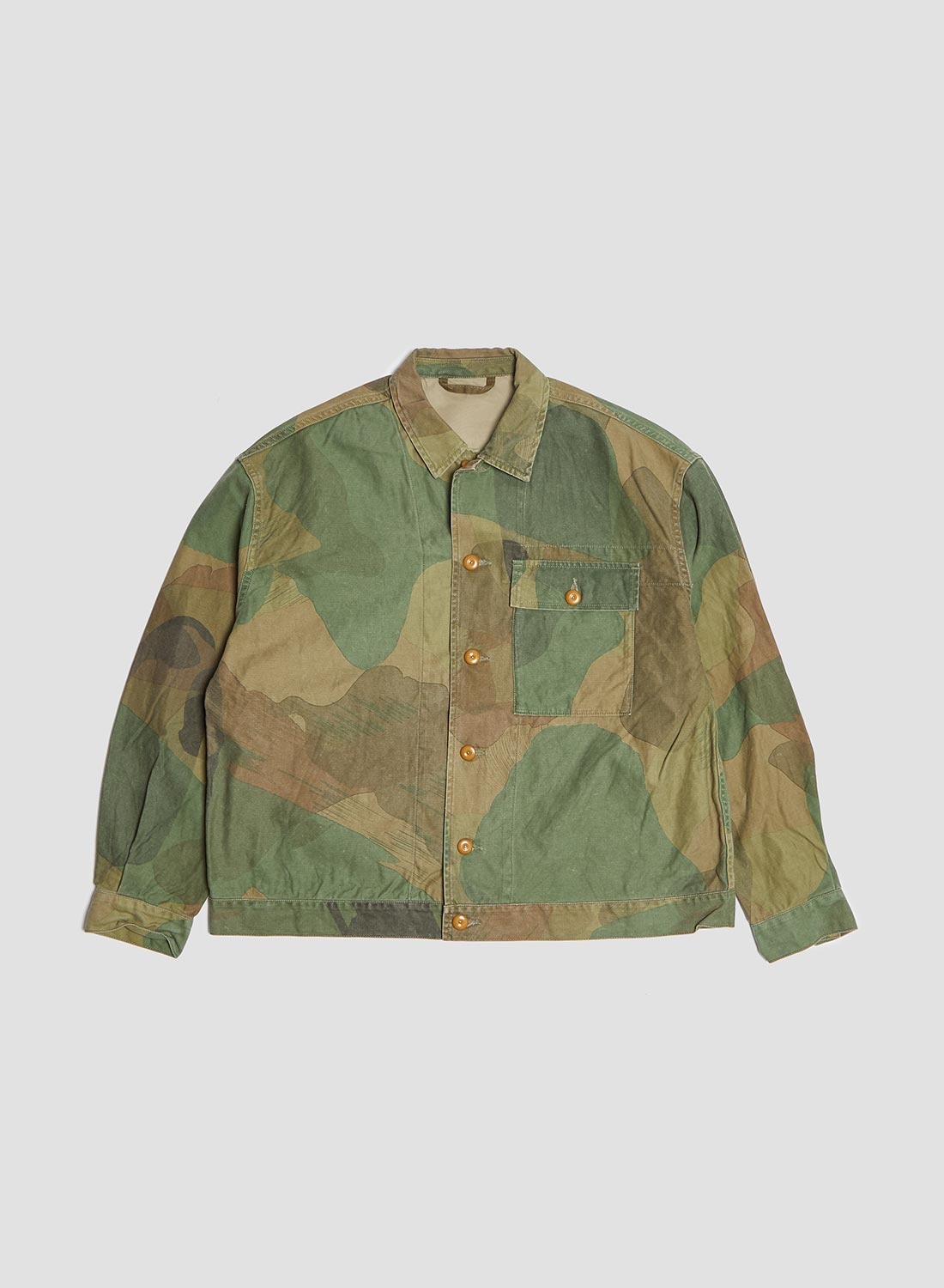 French Work Short Jacket Fade Camo in Green - 1