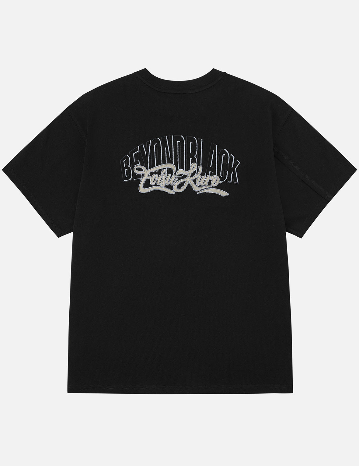 EVISUKURO Toothbrush Embroidery and Color-blocking Oversized T-shirt - 3