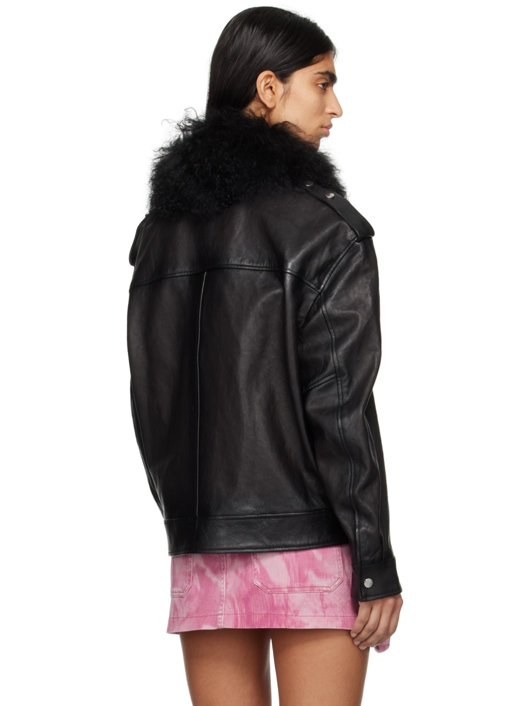 Black Leather Biker Jacket - 3