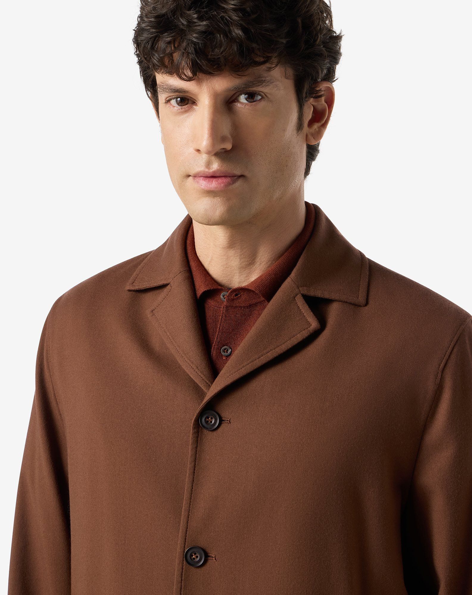 Brown ultra fine 160's wool overshirt - 4