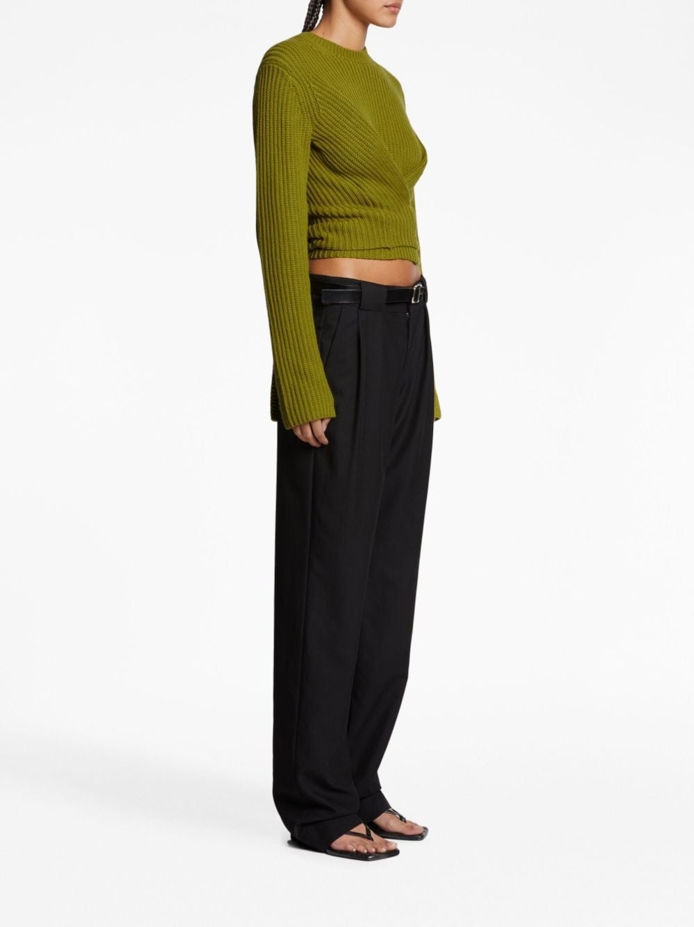 ribbed-knit wrap jumper - 3