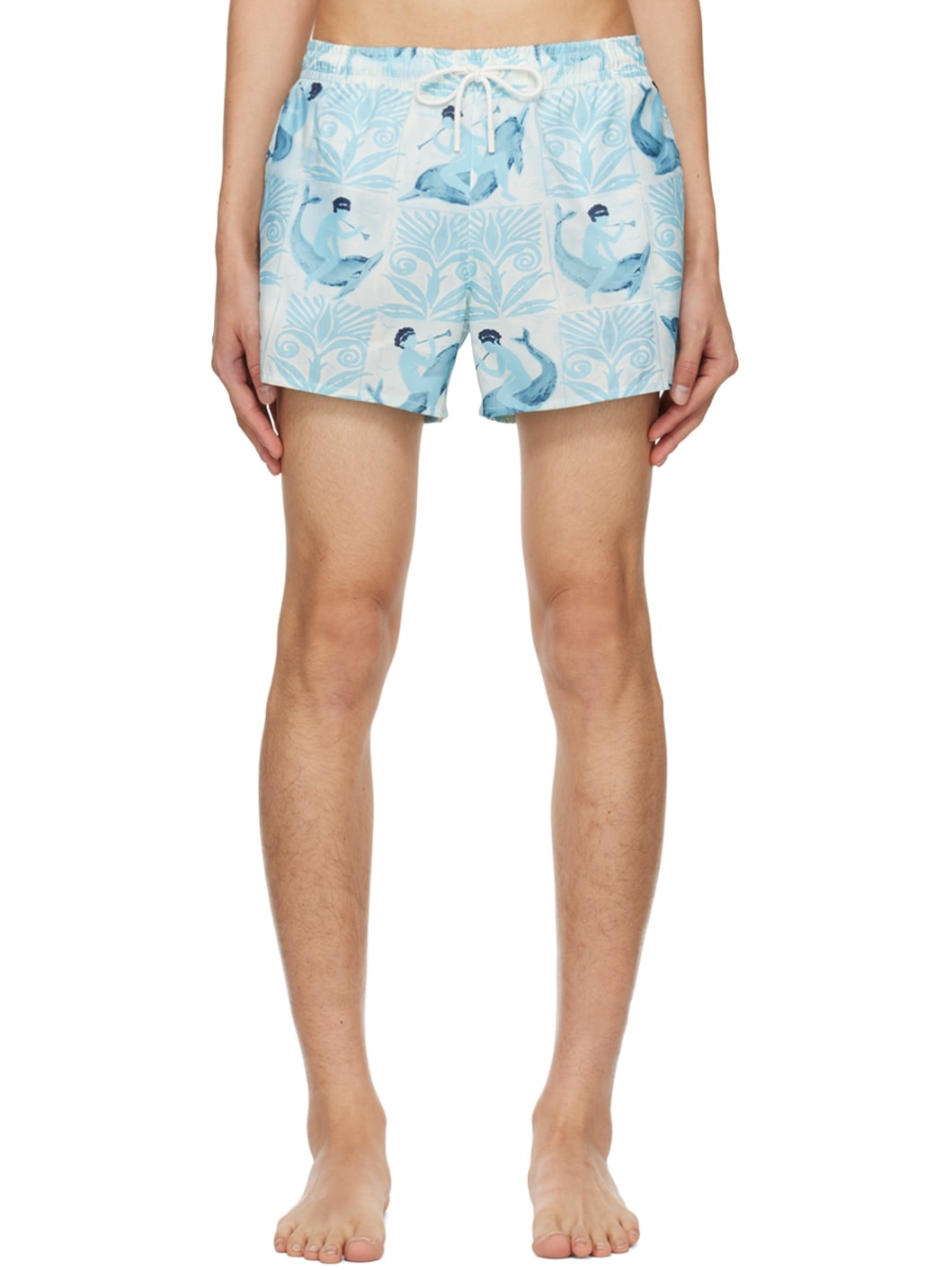 Blue Printed Swim Shorts - 1