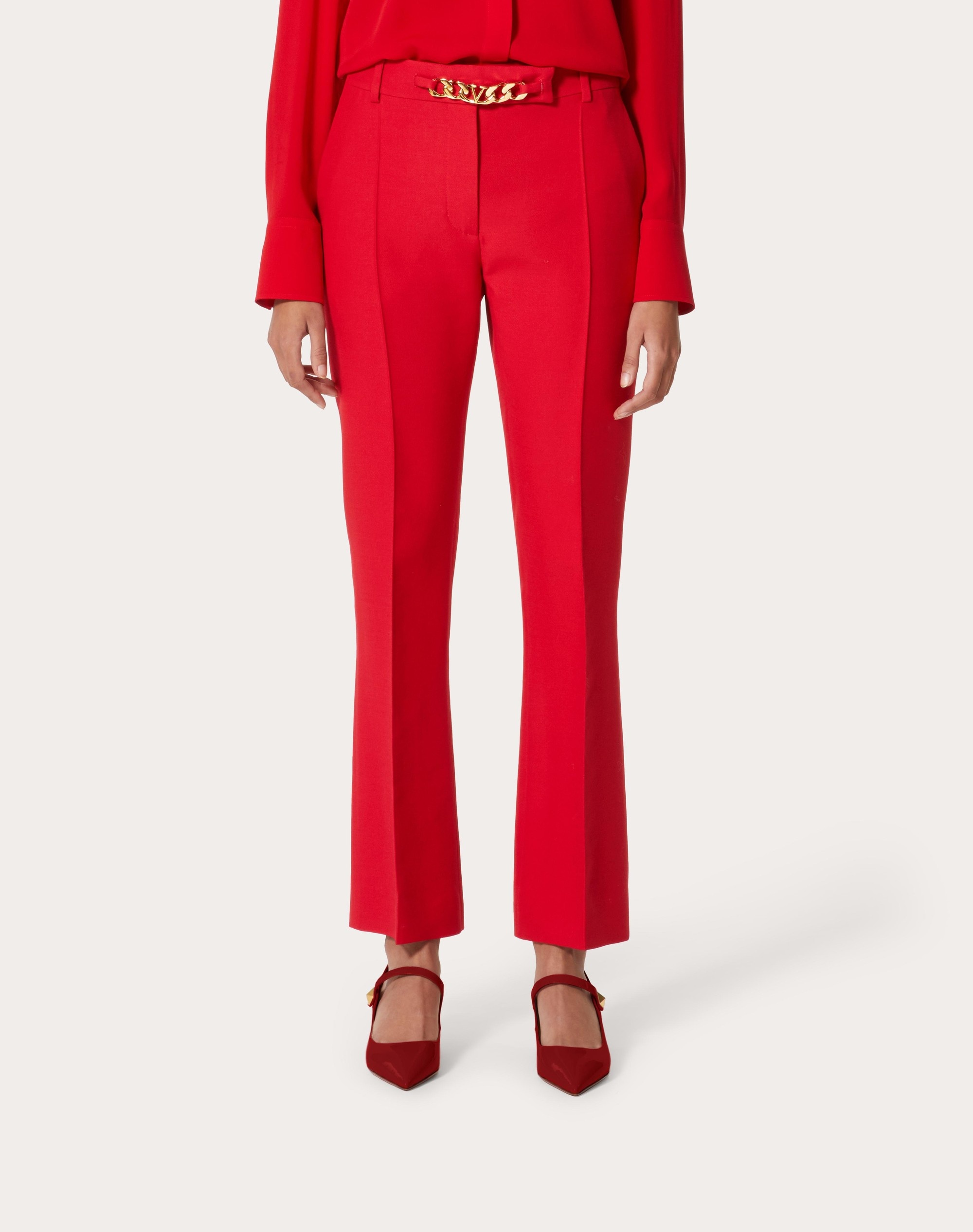 CREPE COUTURE VLOGO CHAIN PANTS - 3