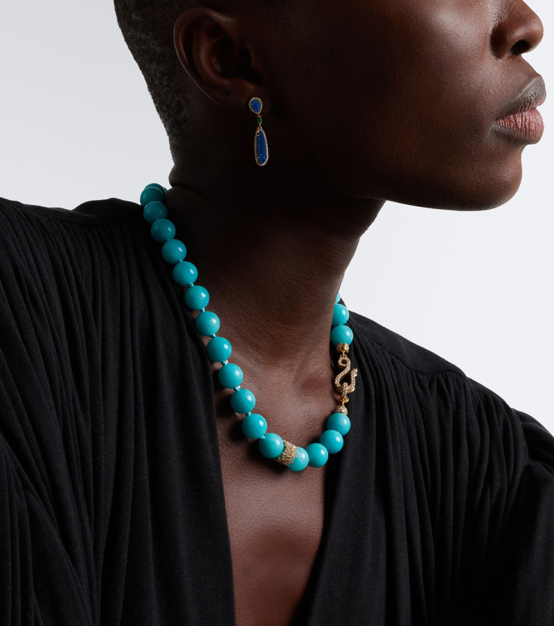 18kt gold necklace with amazonites and diamonds 3