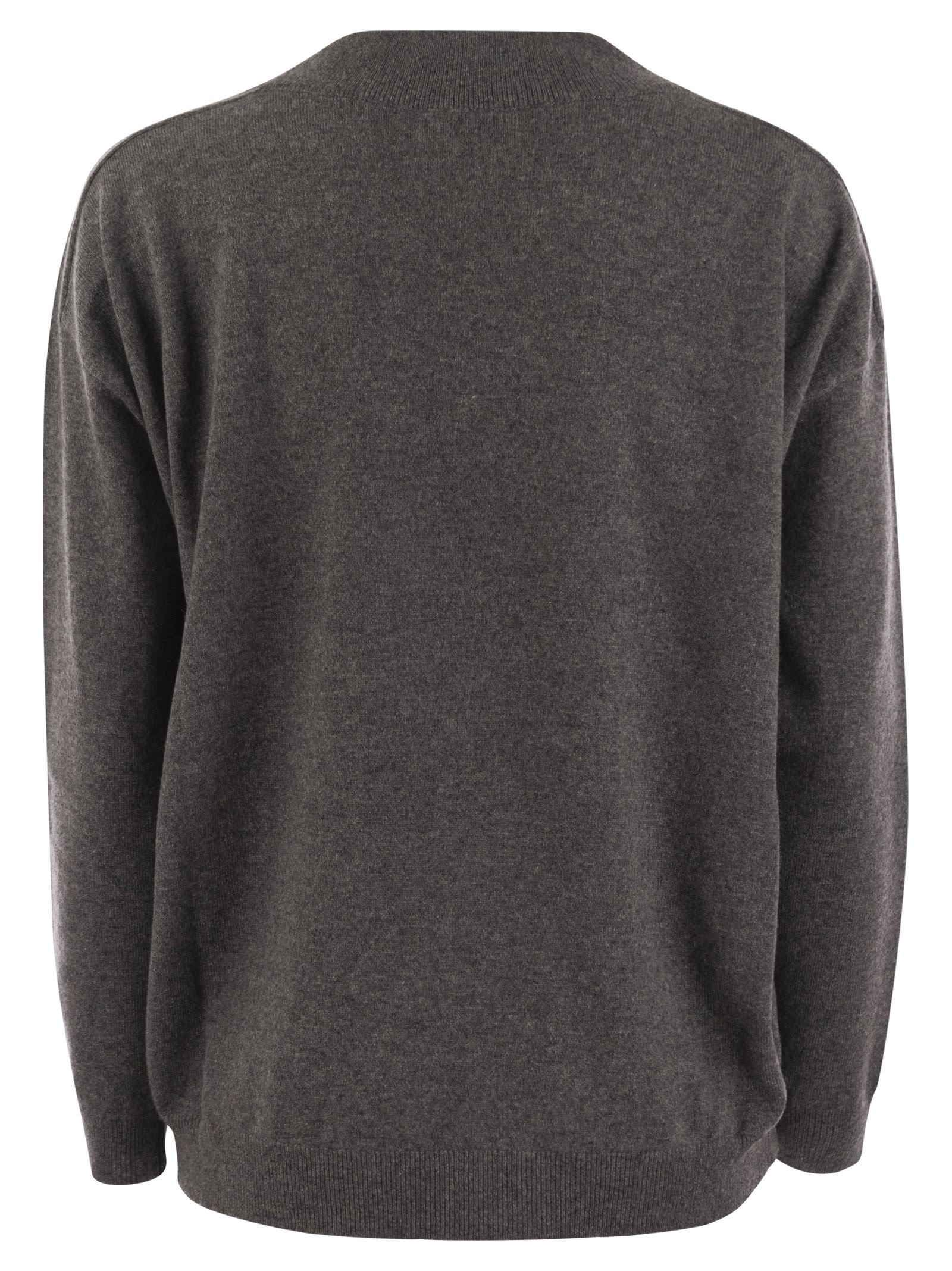 Brunello Cucinelli Women Cashmere Sweater With Shiny Neckline - 2