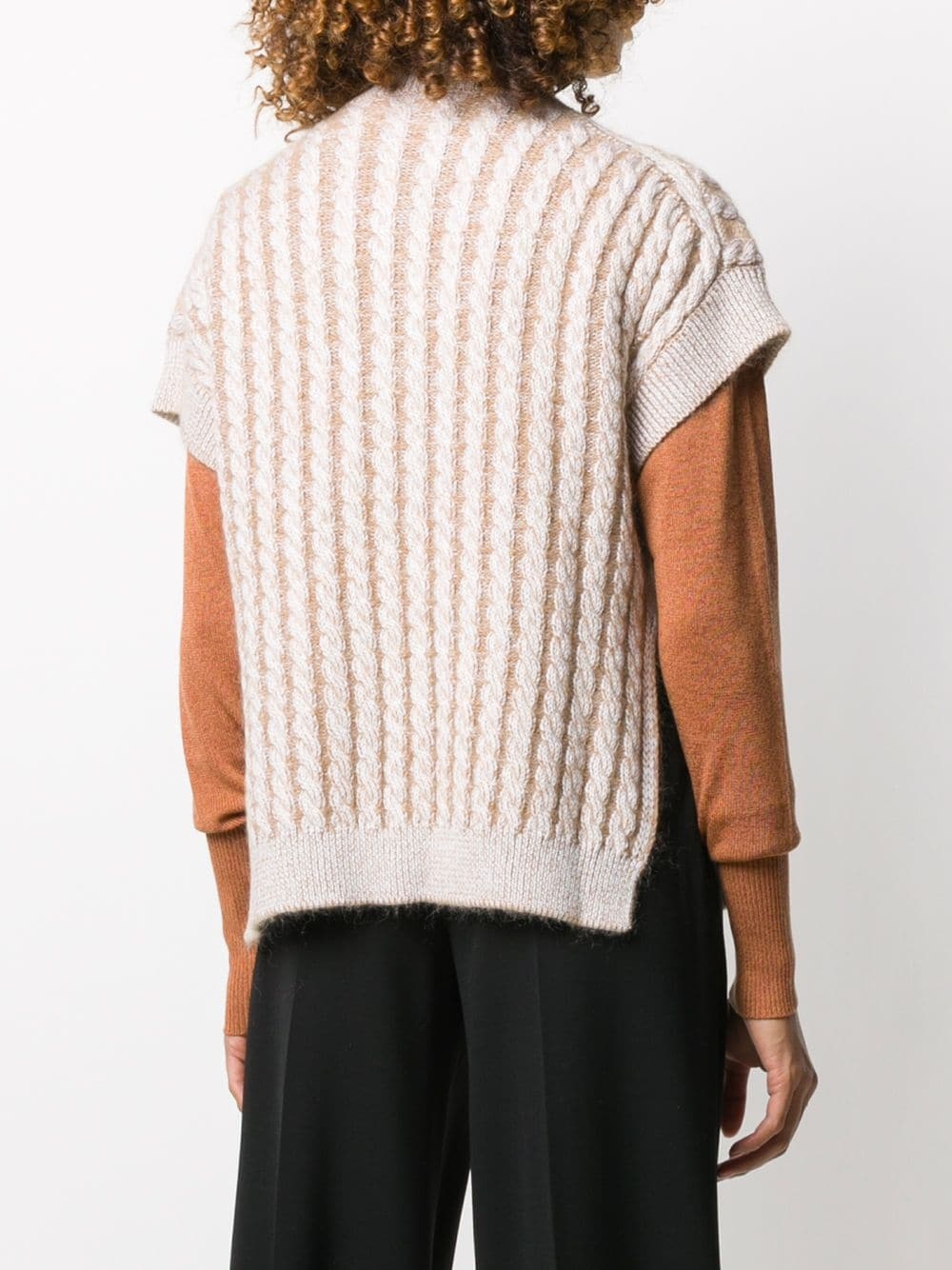 cable knit sweater vest - 4